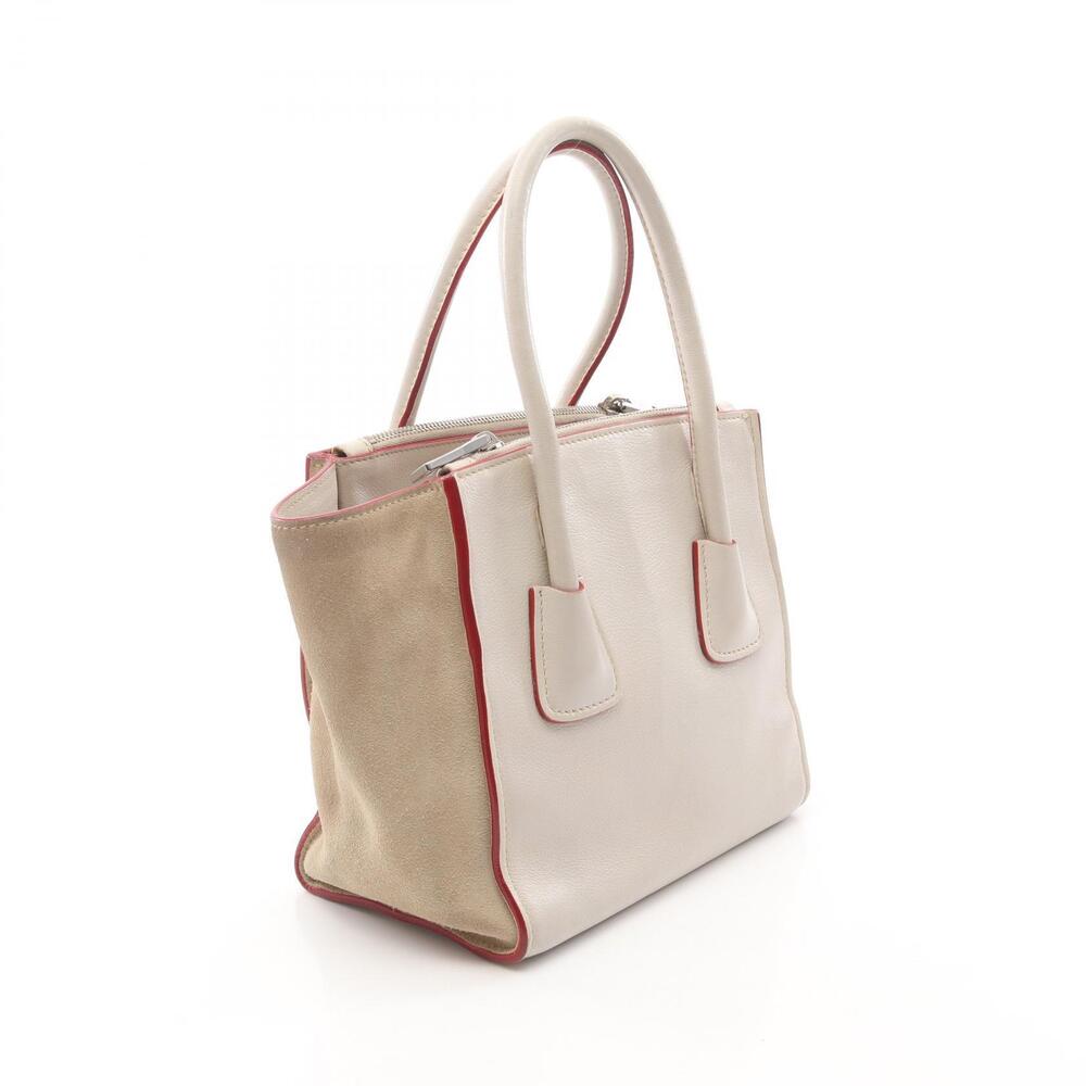 Prada GLACECALF handbag leather suede Ivory White beige